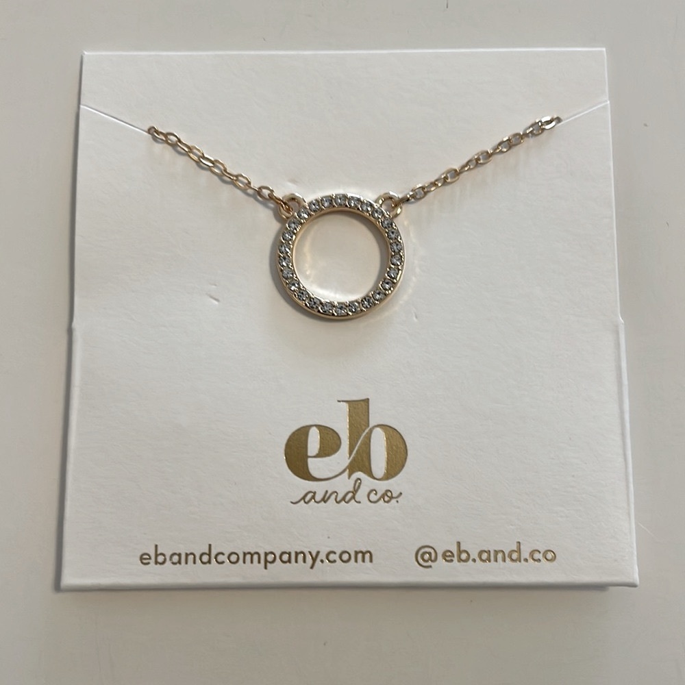 172. EB and CO Boutique gold open Circle Rhinestone necklace